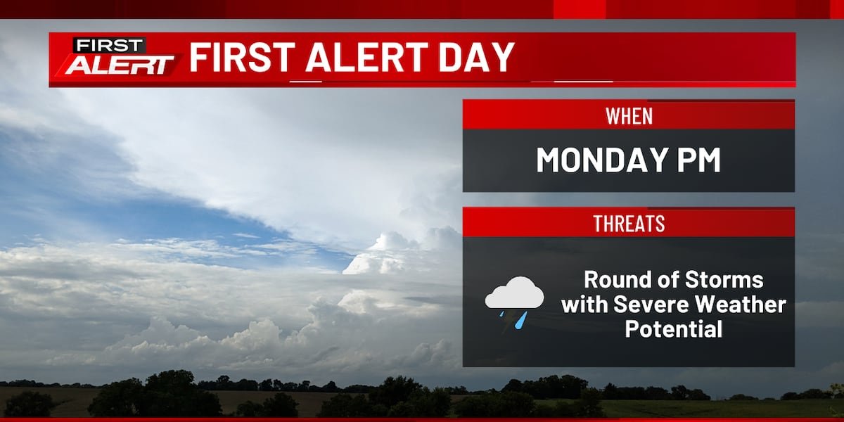 Storms arrive overnight, severe threat Monday