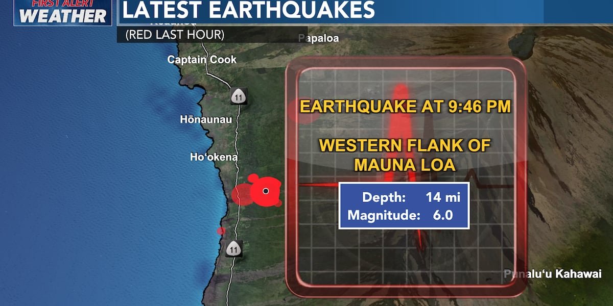 M5.9 earthquake recorded on Mauna Loa; NO tsunami expected