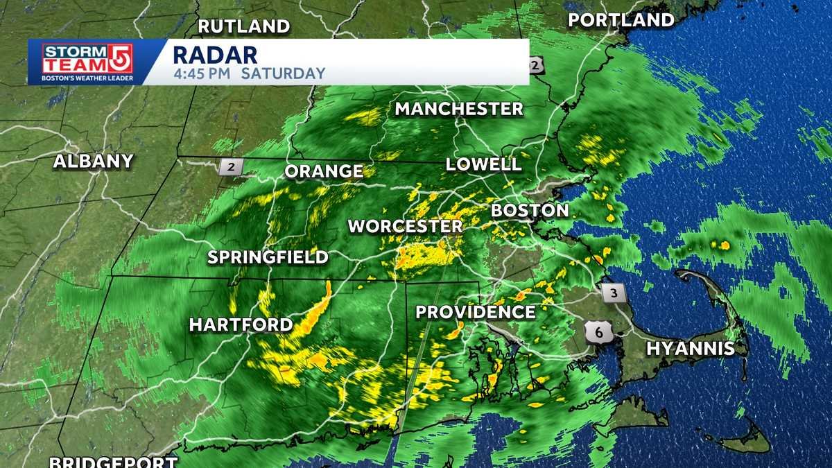 Rainy Saturday ahead for Mass. with storms possible into evening