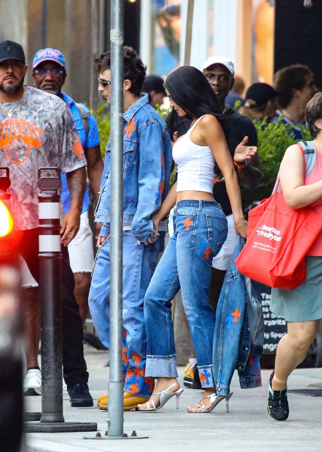 Kylie Jenner and Timothée Chalamet Wear Matching Denim Chrome Hearts at Game 4 of the NBA Finals