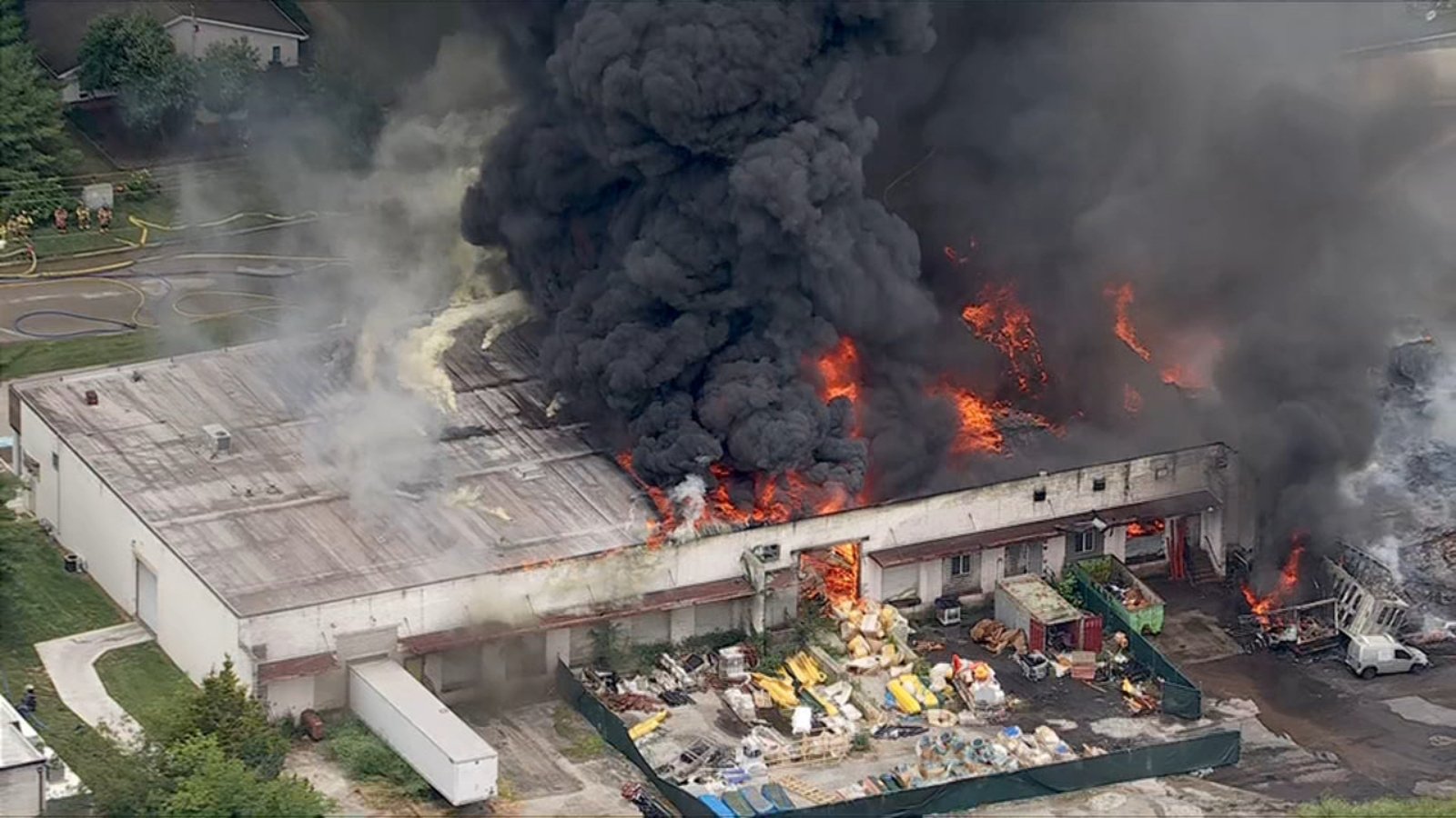 Firefighters battling 4-alarm warehouse blaze in West Norriton Twp., Montgomery County | Chopper 6 LIVE