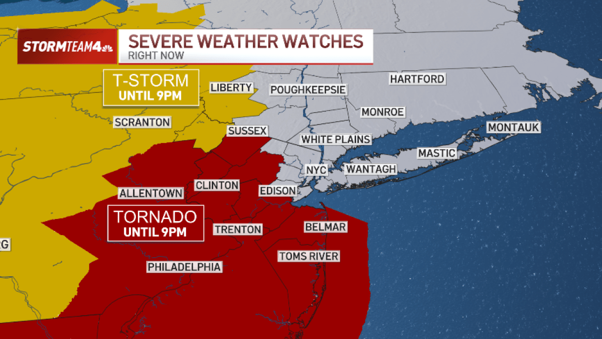 Tornado risk for NJ, NYC as severe storms threaten – NBC New York