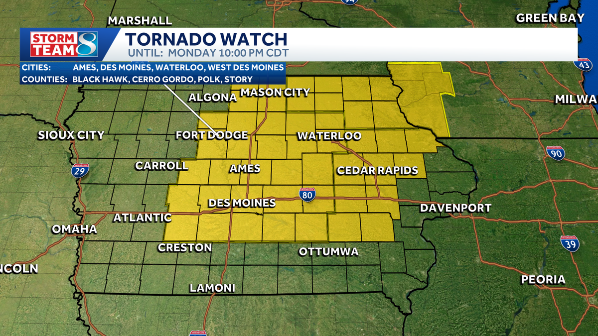 Tornado watch until 10 p.m.