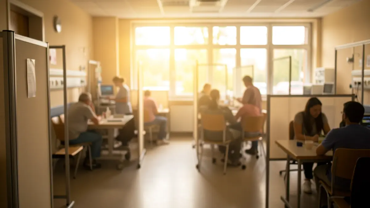 Doctor Negrín ER: Works and patients in hallways