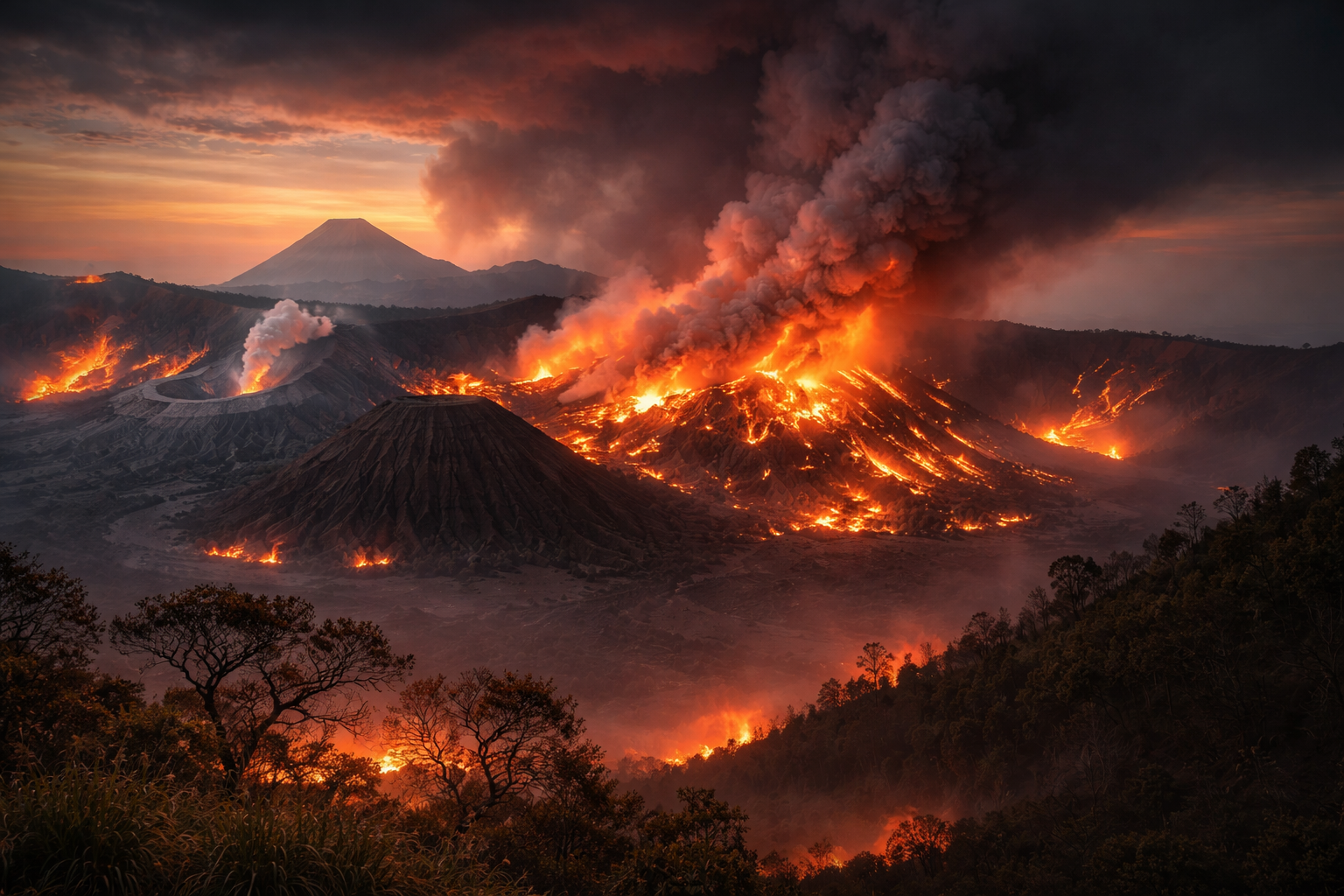 Wildfire Grows on Mount Bromo, Prompting Closure of National Park in Indonesia