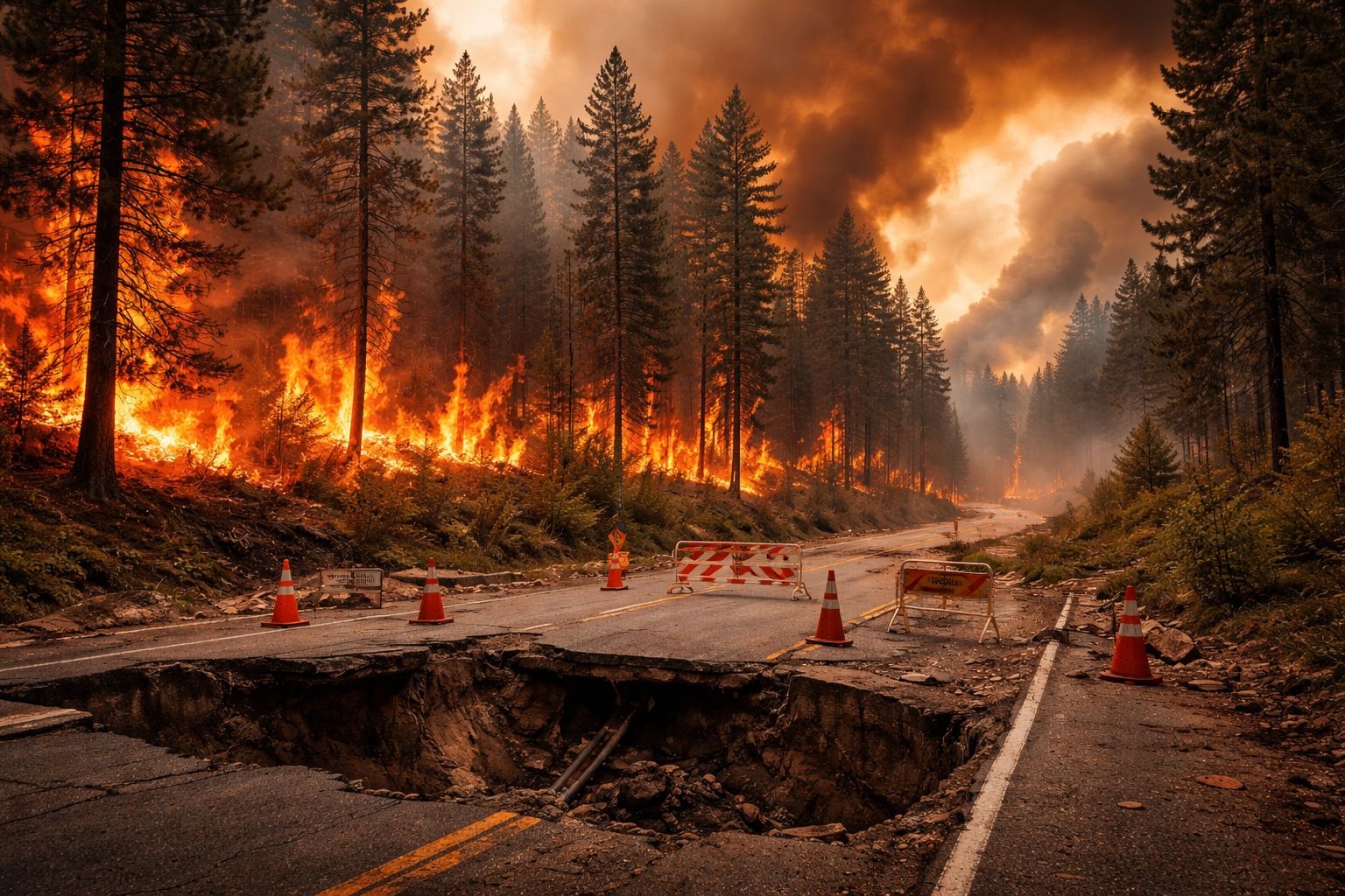New Forest Wildfire Continues as Temperatures Rise, Road Repairs Delayed