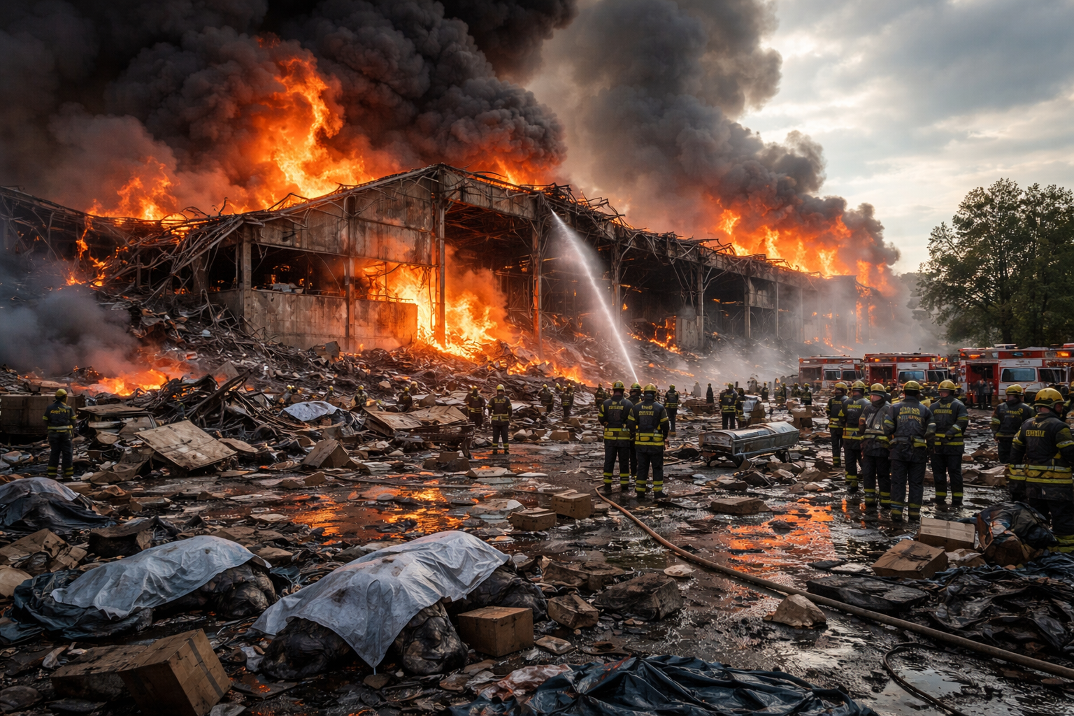 At Least 27 Dead and Hundreds Evacuated After Russian Strike on Kyiv Warehouse