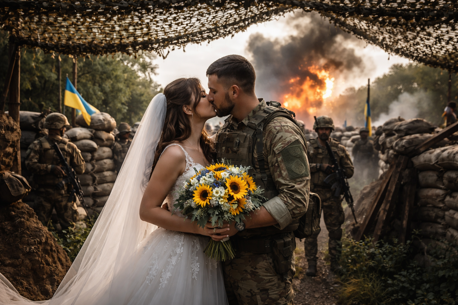 Love Under Anti-Drone Nets: Ukrainian Couple Marries in Active Combat Zone of Kramatorsk Defying War Challenges