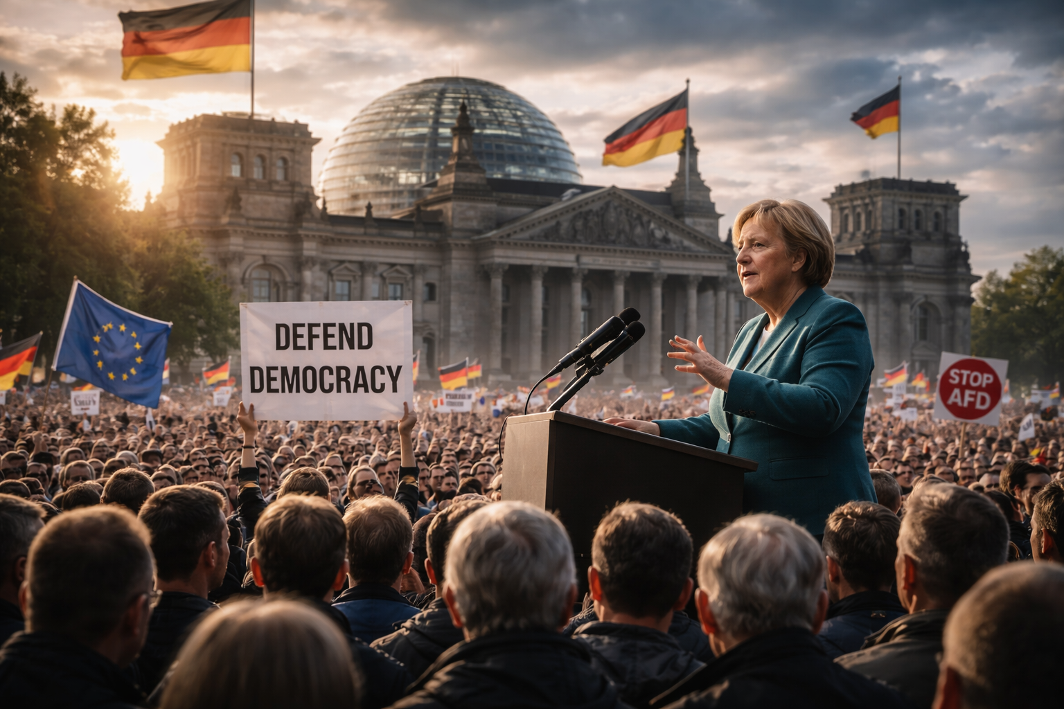 Merkel Urges Germans to Defend Democracy Amid Far-Right AfD Rise