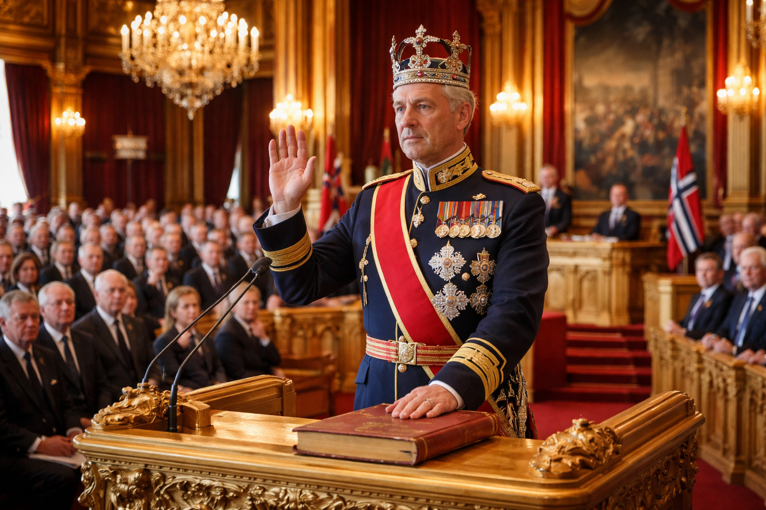 Norway’s King Haakon VIII Swears Oath in Parliament Following King Harald V’s Death