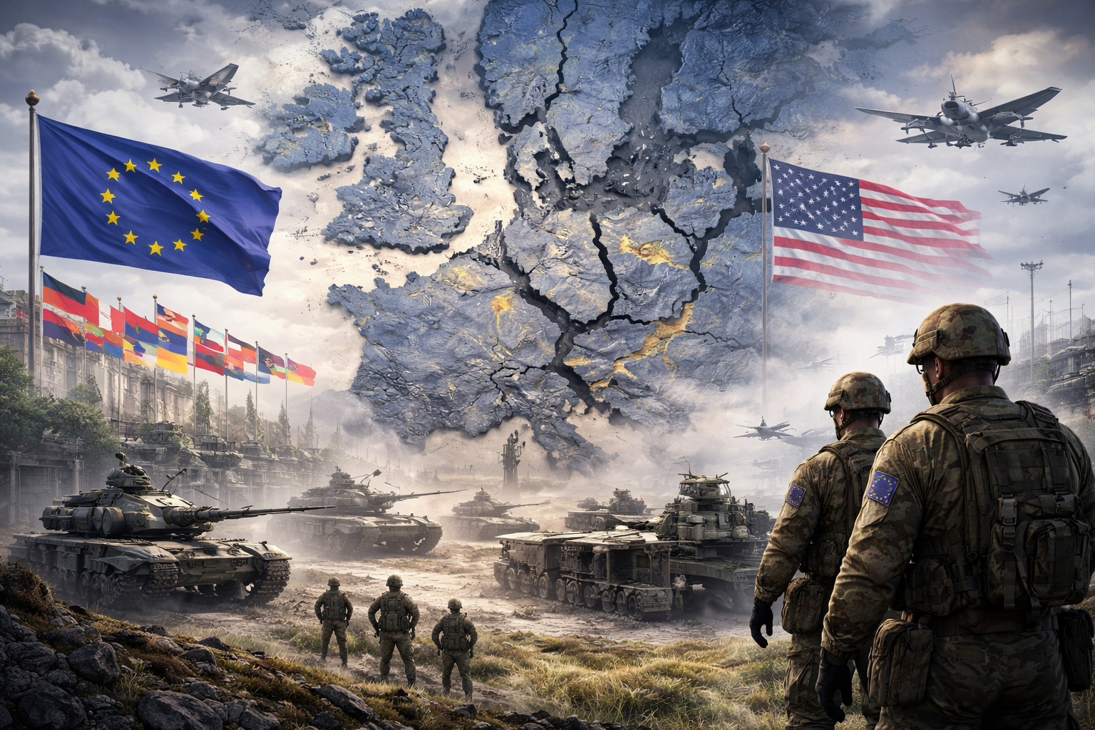Imagem representando a EU defense readiness by 2030 entre desafios e dependência dos EUA