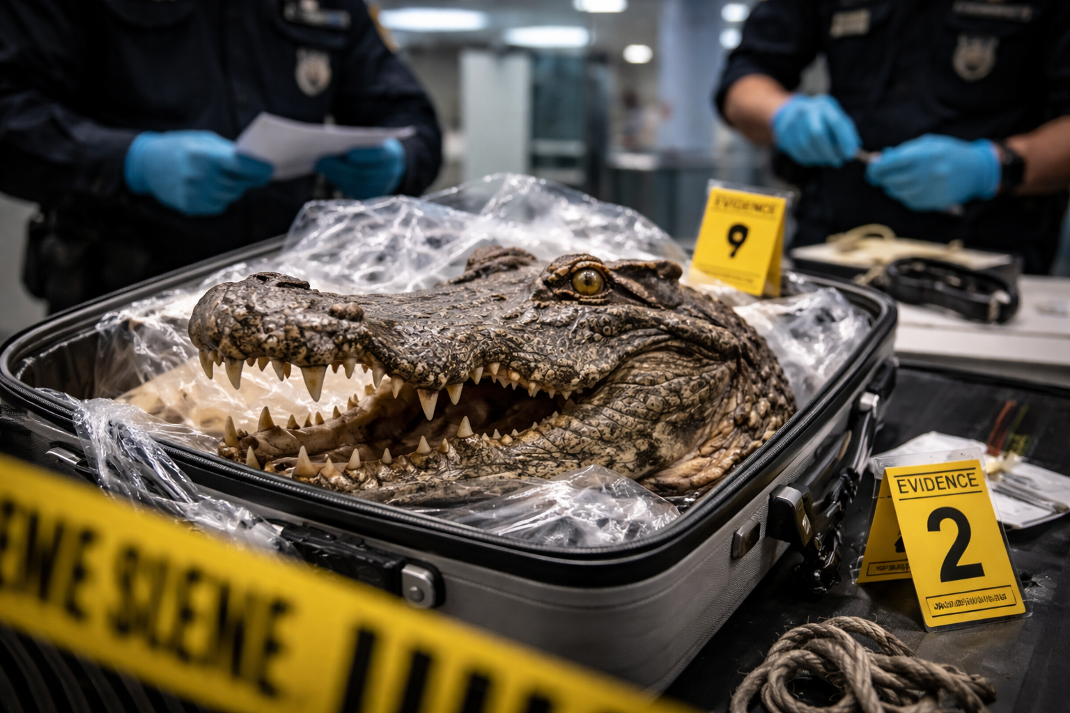 Critically Endangered Crocodile Head Seized at Turin Airport, Man Investigated for Smuggling