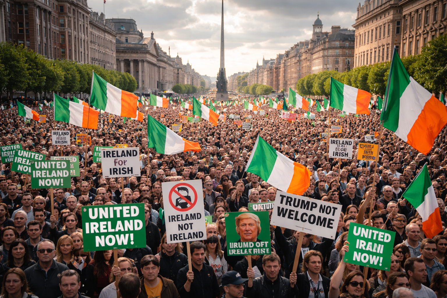 Thousands Protest in Dublin Over Trump’s Comments on a United Ireland