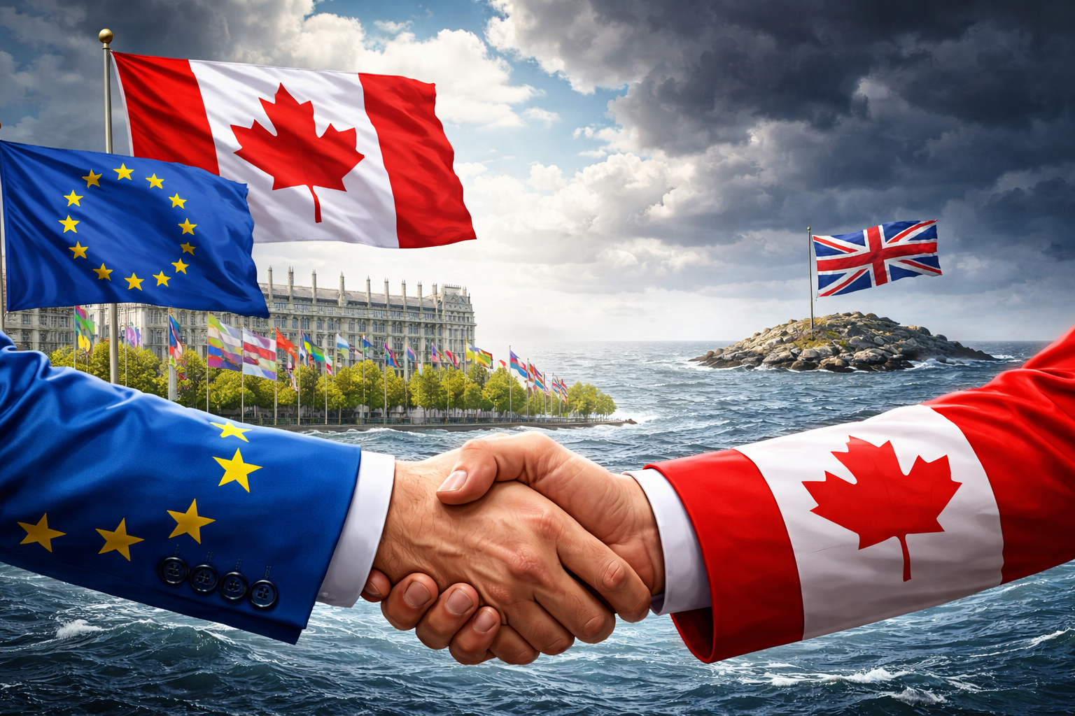 Capa representando eu proposes associate membership para Canadá e exclusão do Reino Unido