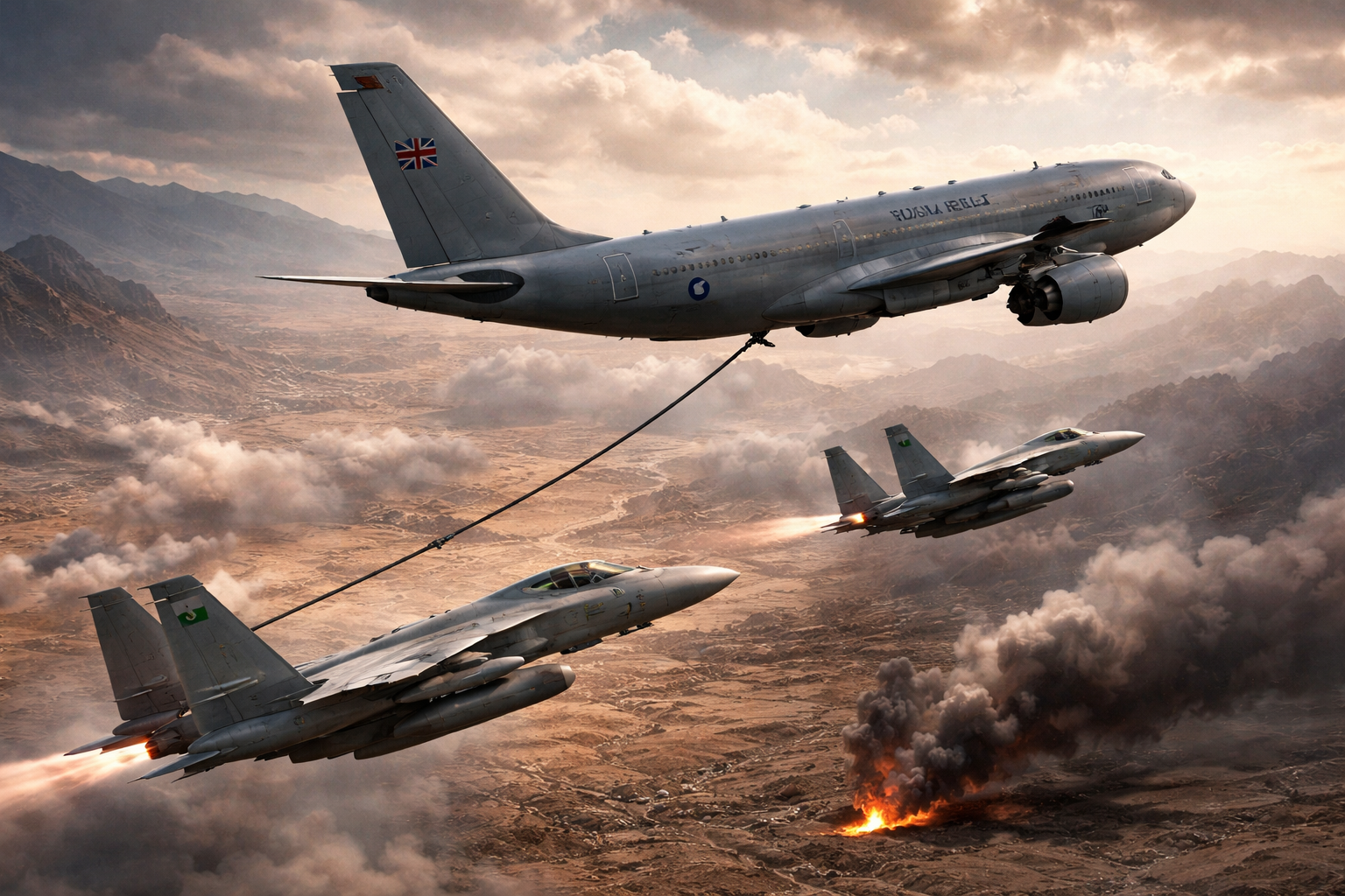 Imagem representando uk to provide defensive reabastecimento aéreo entre jatos sauditas