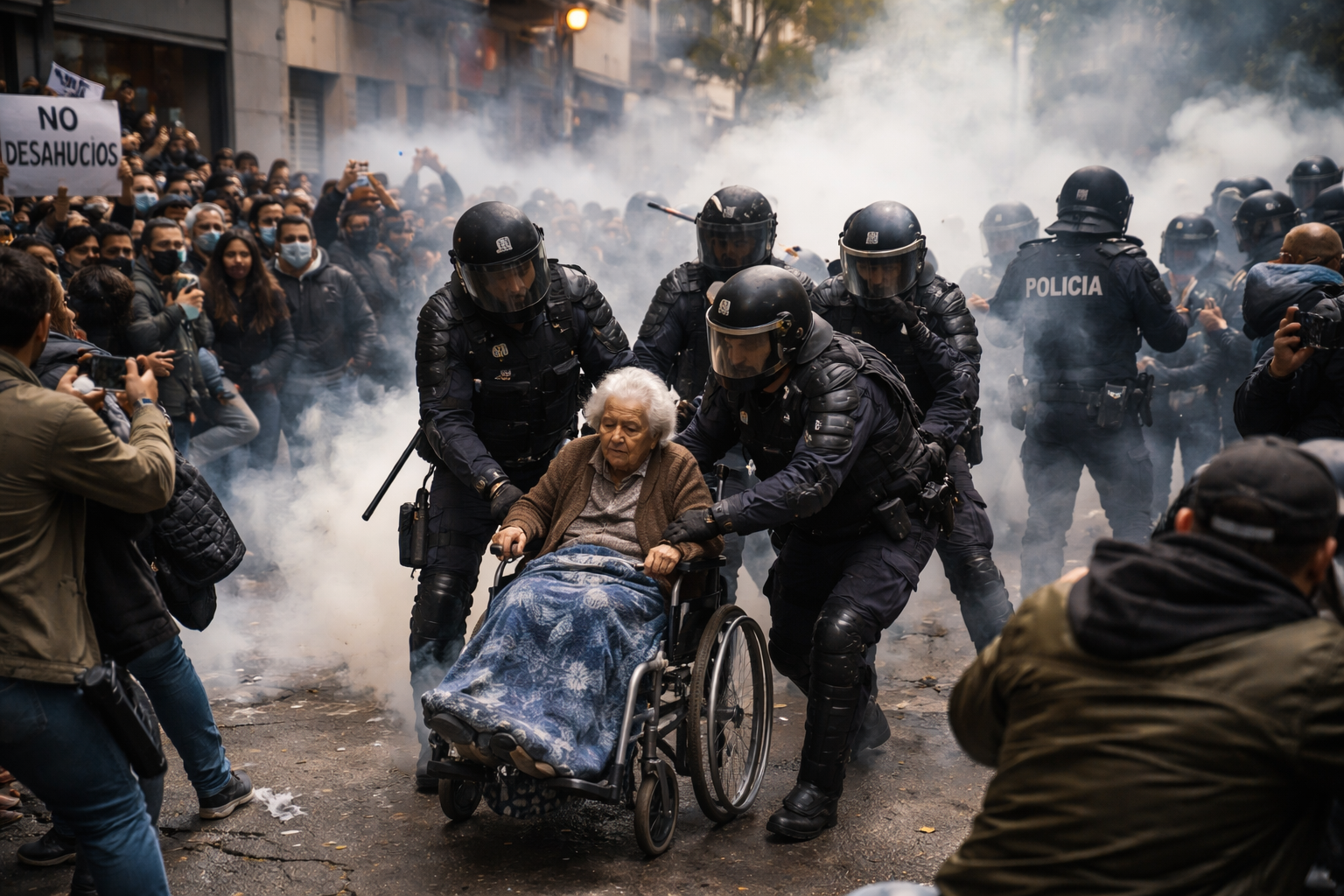 Madrid Police Use Teargas During Eviction of Disabled 87-Year-Old Woman Despite Protest