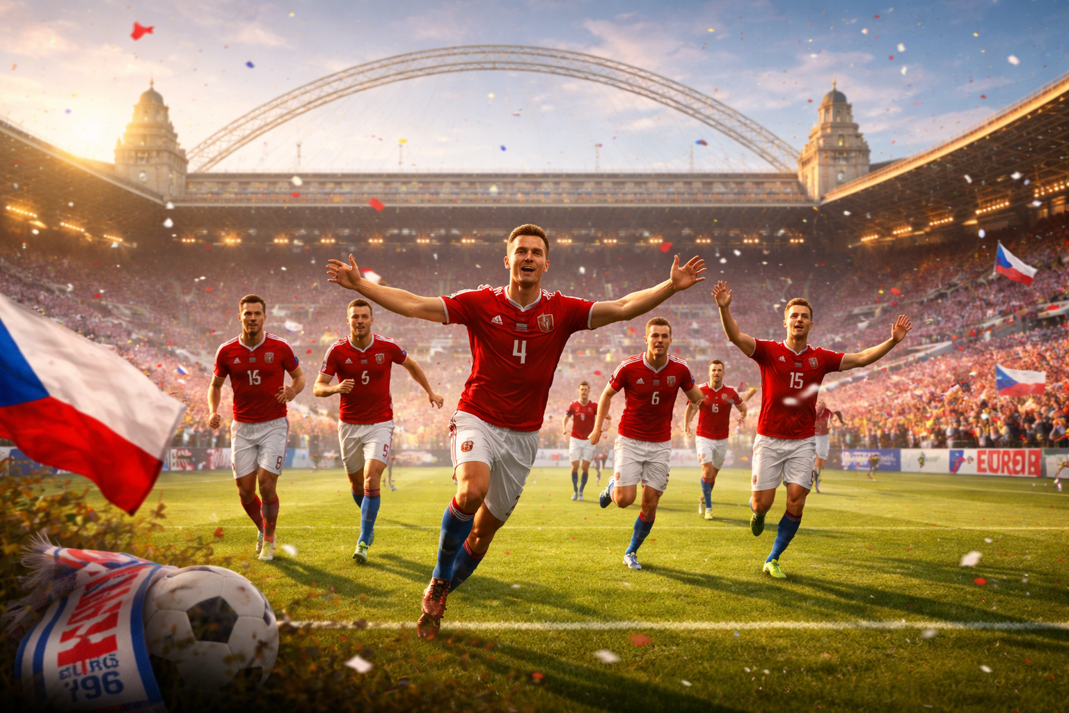 Imagem horizontal 16:9 mostrando a Czech Republic returns to Wembley após Euro 1996