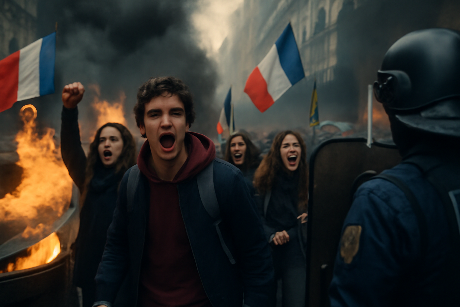 High School Protests in France Escalate Into Violence Prompting Government Crisis Meeting