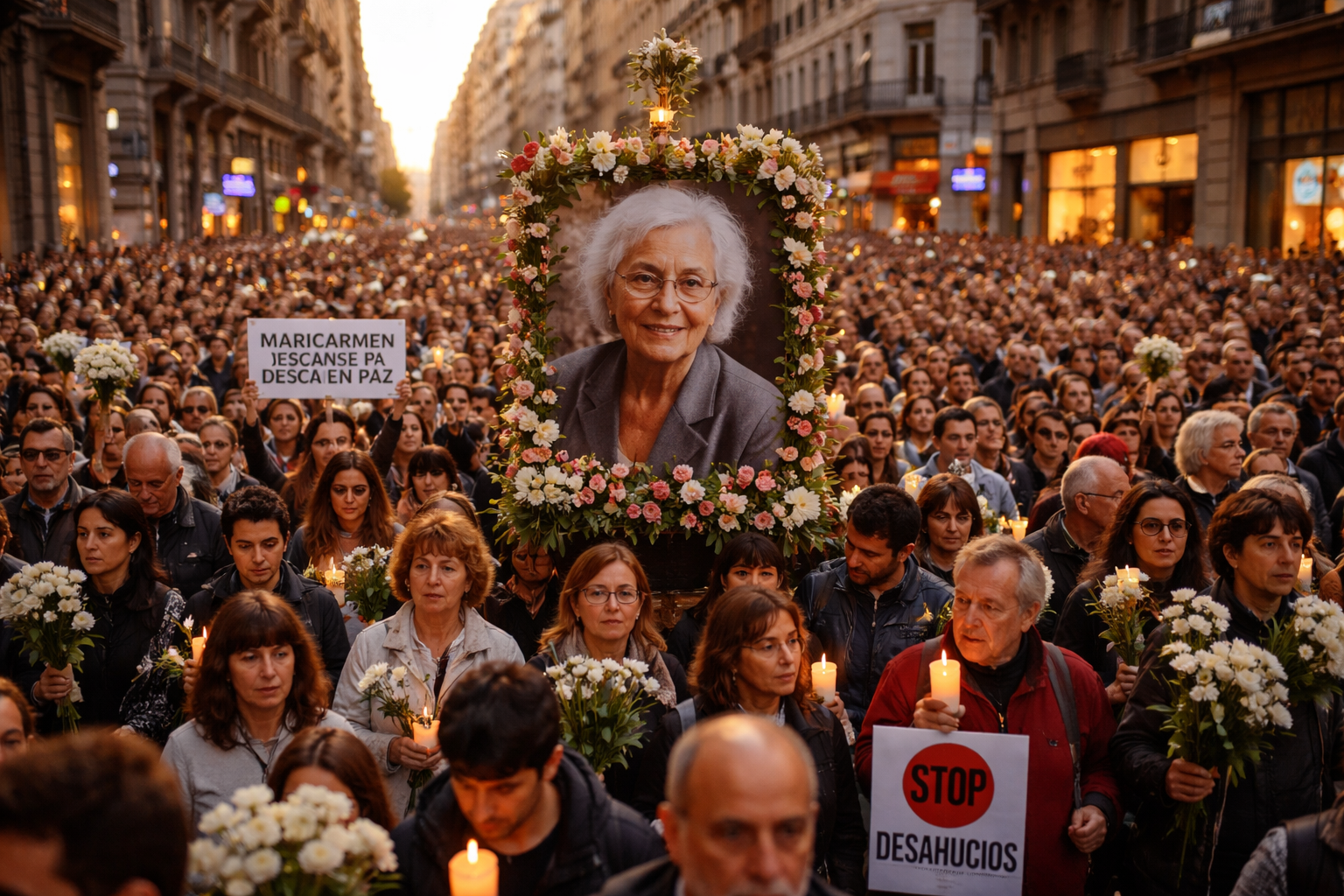 Thousands March in Madrid to Honor Evicted Pensioner Maricarmen After Her Death