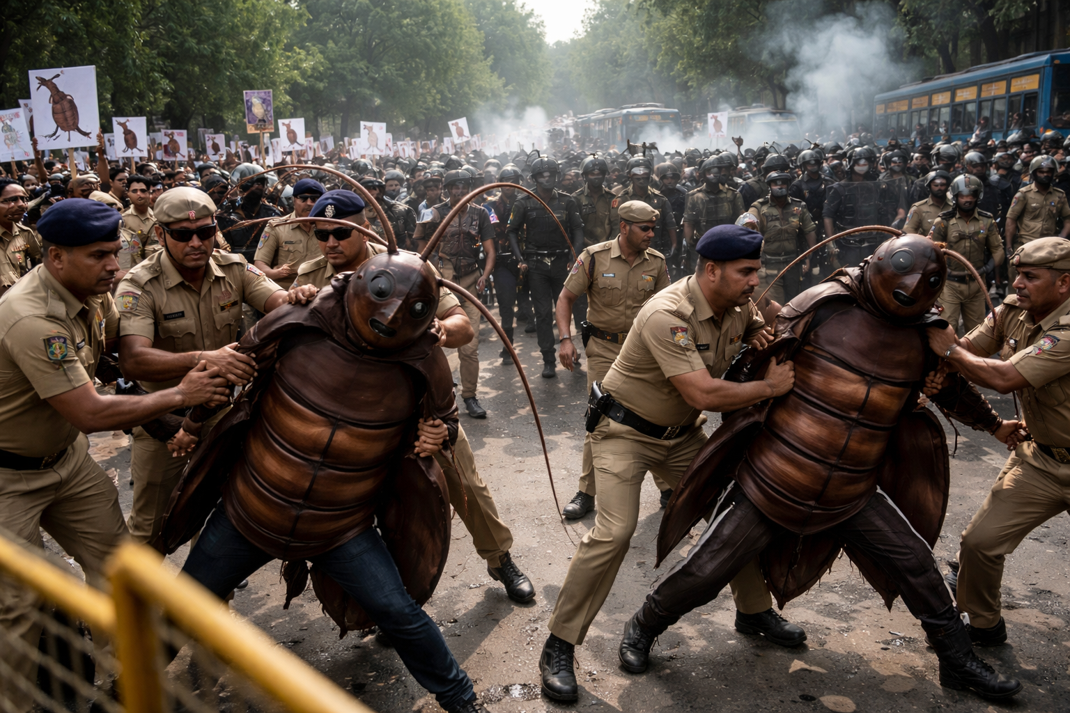 Indian Police Detain ‘Cockroach’ Protest Leaders, Enforce Security in Delhi