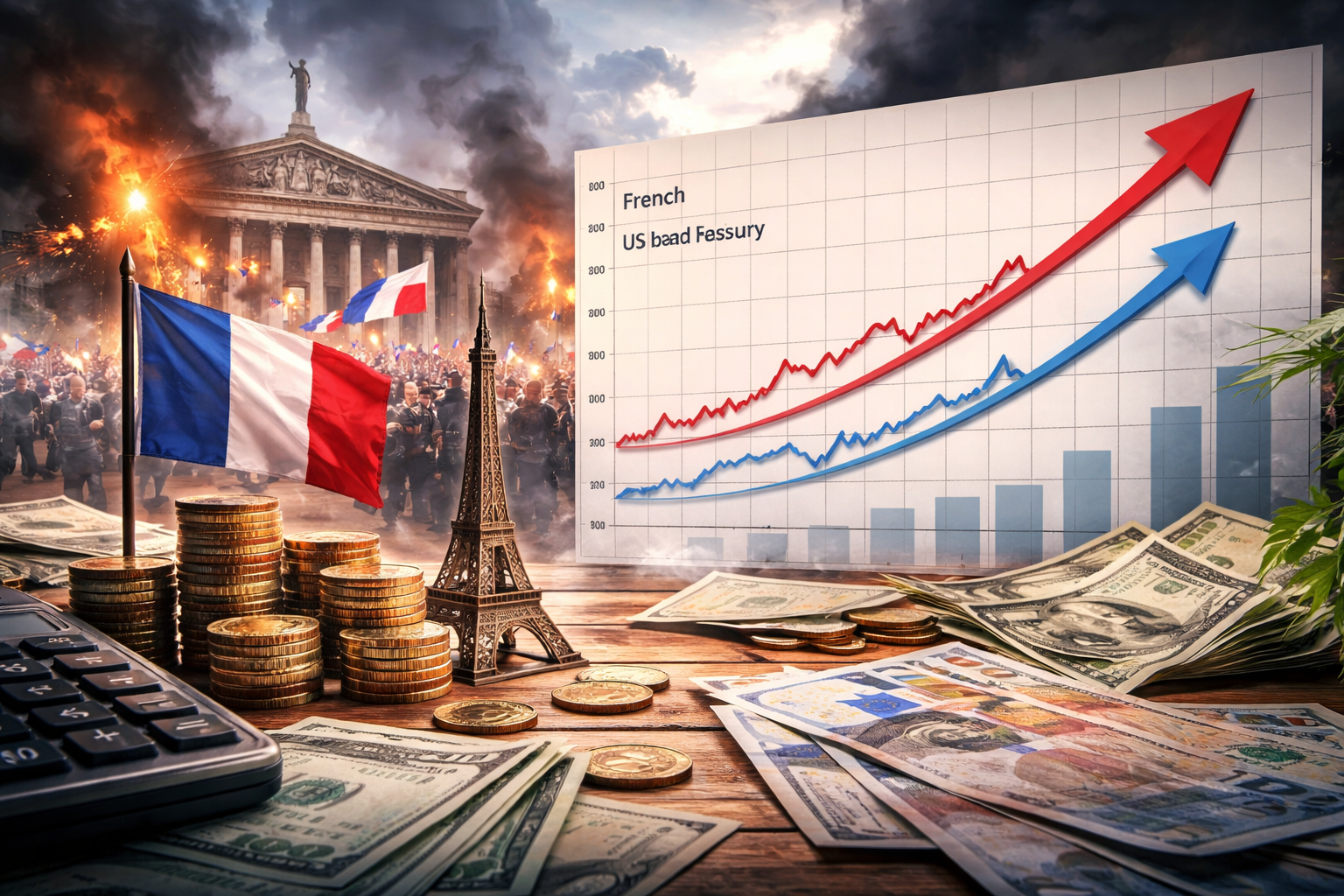 French Borrowing Costs Exceed U.S. Treasury Rates Amid Budget Struggles and Protests